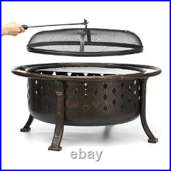 36 Wood Burning Metal Fire Pit Outdoor Patio Garden Backyard Stove Brazier 36 Wood Burning Metal Fire Pit Outdoor Patio Garden Backyard Stove Brazier