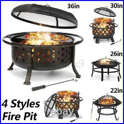 36in Wood Burning Fire Pit Outdoor Heater Garden Patio Backyard Stove Fireplace