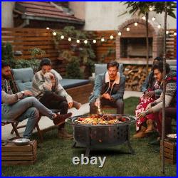 36in Wood Burning Metal Fire Pit Outdoor Patio Garden Backyard Stove Firepit