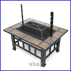 37 Fire Pit BBQ Square Table Backyard Patio Garden Stove Wood Burning