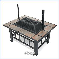 37 Fire Pit BBQ Square Table Backyard Patio Garden Stove Wood Burning Firepla 37 Fire Pit BBQ Square Table Backyard Patio Garden Stove Wood Burning Firepla