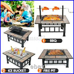 37 Fire Pit BBQ Square Table Backyard Patio Garden Stove Wood Burning Firepla 37 Fire Pit BBQ Square Table Backyard Patio Garden Stove Wood Burning Firepla