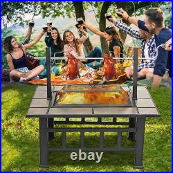 37 Fire Pit BBQ Square Table Backyard Patio Garden Stove Wood Burning Firepla 37 Fire Pit BBQ Square Table Backyard Patio Garden Stove Wood Burning Firepla