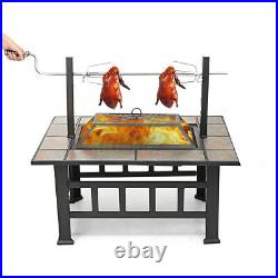 37 Fire Pit BBQ Square Table Backyard Patio Garden Stove Wood Burning Firepla 37 Fire Pit BBQ Square Table Backyard Patio Garden Stove Wood Burning Firepla