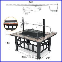 37 Fire Pit BBQ Square Table Backyard Patio Garden Stove Wood Burning Firepla 37 Fire Pit BBQ Square Table Backyard Patio Garden Stove Wood Burning Firepla