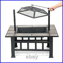 37 Fire Pit BBQ Square Table Backyard Patio Garden Stove Wood Burning Firepla 37 Fire Pit BBQ Square Table Backyard Patio Garden Stove Wood Burning Firepla