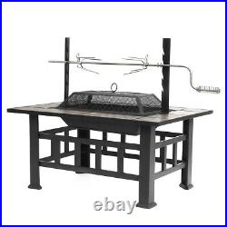 37 Fire Pit BBQ Square Table Backyard Patio Garden Stove Wood Burning Firepla 37 Fire Pit BBQ Square Table Backyard Patio Garden Stove Wood Burning Firepla
