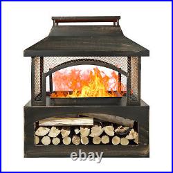37-Inch Rectangular Fireplace Wood Burning Stove Fire Pit for Patio Garden Steel 37-Inch Rectangular Fireplace Wood Burning Stove Fire Pit for Patio Garden Steel
