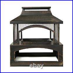 37-Inch Rectangular Fireplace Wood Burning Stove Fire Pit for Patio Garden Steel 37-Inch Rectangular Fireplace Wood Burning Stove Fire Pit for Patio Garden Steel