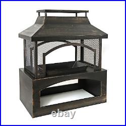 37-Inch Rectangular Fireplace Wood Burning Stove Fire Pit for Patio Garden Steel 37-Inch Rectangular Fireplace Wood Burning Stove Fire Pit for Patio Garden Steel