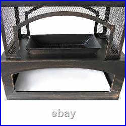 37-Inch Rectangular Fireplace Wood Burning Stove Fire Pit for Patio Garden Steel 37-Inch Rectangular Fireplace Wood Burning Stove Fire Pit for Patio Garden Steel