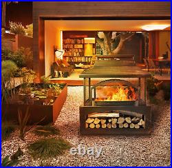 37-Inch Rectangular Fireplace Wood Burning Stove Fire Pit for Patio Garden Steel 37-Inch Rectangular Fireplace Wood Burning Stove Fire Pit for Patio Garden Steel