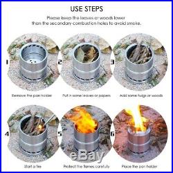 3XCamping Stove Camp Wood Stove Portable Foldable Stainless Steel Burning J5M9