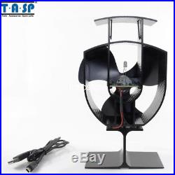 3 Blade 6 Heat Powered Stove Fan Wood Burning Stove Eco Friendly with USB Line