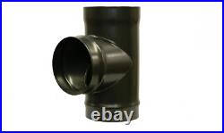4/100mm Matt Black 90 Degree T-Piece with Cap for Woodburning & Multifuel Stove