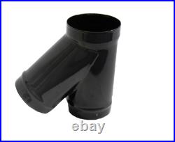 4 5 6 Gloss Black 45 Degree T-Piece & Cap for Woodburning & Multifuel Stove