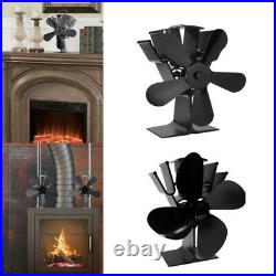 4/5 Blade Black Heat Powered Wood Burning Log Fire Burner Gas Stove Top Mini Fan