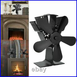 4/5 Blade Black Heat Powered Wood Burning Log Fire Burner Gas Stove Top Mini Fan