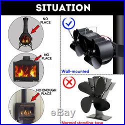 4/8 Blades Single/Dual Head Heat Powered Stove Fan Wood Burning Fireplace EcoFan