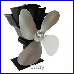 4 Blade Heat Powered Stove Fan Fireplace Log Wood Burning Home Efficient
