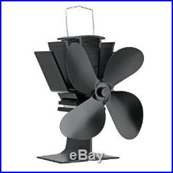 4-Blade Heat Powered Stove Fan With Thermometer for Wood Log Burning Burner Stove