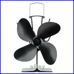 4-Blade Heat Powered Stove Fan With Thermometer for Wood Log Burning Burner Stove
