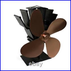 4-Blade Heat Powered Stoves Fan Fireplace Log Wood Burning Home Efficient B7S9