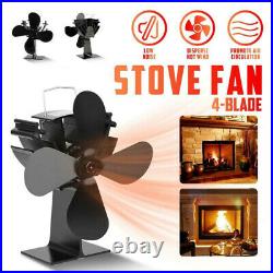 4 Blade Heat Powered Wood Burning Log Fire Burner Stove Top Mini Fan Accessories