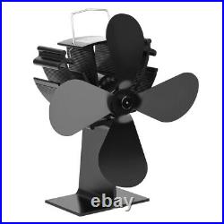 4 Blade Heat Powered Wood Burning Mini Fireplace Fan Stove Fan Black Accessories