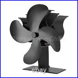 4 Blade Heat Powered Wood Burning Stove Fireplace Fan Circulating Warm Aluminium