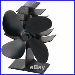 4-Blade Heat Powered Wood Stove Fan Ultra Quiet Fireplace Wood Burning NEW