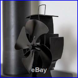 4 Blade Heat Powered Wood Stove Fan With Temperature Gauge Fireplace Burning