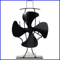 4 Blade Heat Powered Wood Stove Fan With Temperature Gauge Fireplace Burning