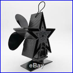 4 Blade Stove Fan Heat Powered Stove Fan for Wood Burning Stove Silver/Black