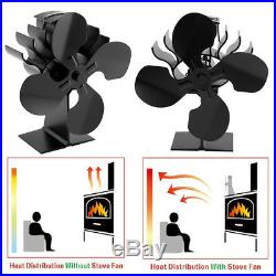 4 Blades Heat Powered Stove Fan Silent Operation for Wood Log Burning Fireplace
