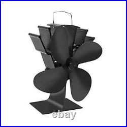 4 Blades Heat Powered Stove Fan Wood Burning Stove Fireplace Fan for Black
