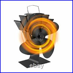 4 Blades Heat Powered Stove Fan Wood Burning Stove Fireplace Fan for Black