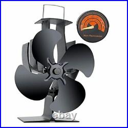 4 Blades Heat Powered Stove Fan for Wood Burning Fireplace, Silent Aluminium