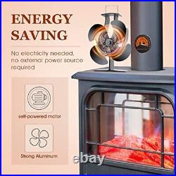 4 Blades Heat Powered Stove Fan for Wood Burning Fireplace Silent Aluminium F