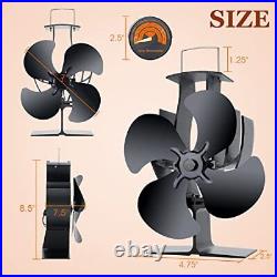 4 Blades Heat Powered Stove Fan for Wood Burning Fireplace Silent Aluminium F
