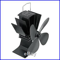 4 Blades Heat Powered Stove Fireplace Fan With Thermometer for Wood Log Burning