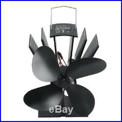 4 Blades Heat Powered Stove Fireplace Fan With Thermometer for Wood Log Burning
