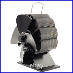 4 Blades Stove Fan Stove Top Fan Heat Powered Automatic Black Wood Burning Oven