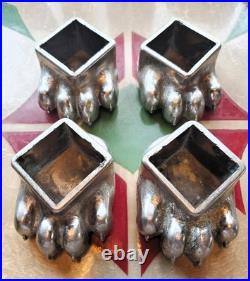 4 FISHER STOVE NICKEL PLATED BEAR FEET PAWS CLAWS Eugene Oregon FREE SHIPPING