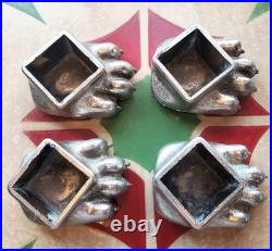 4 FISHER STOVE NICKEL PLATED BEAR FEET PAWS CLAWS Eugene Oregon FREE SHIPPING