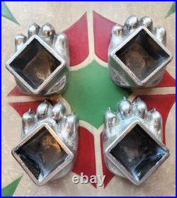 4 FISHER STOVE NICKEL PLATED BEAR FEET PAWS CLAWS Eugene Oregon FREE SHIPPING