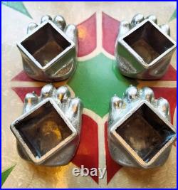 4 FISHER STOVE NICKEL PLATED BEAR FEET PAWS CLAWS Eugene Oregon FREE SHIPPING