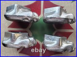 4 FISHER STOVE NICKEL PLATED BEAR FEET PAWS CLAWS Eugene Oregon FREE SHIPPING