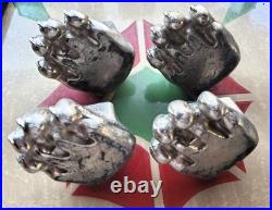 4 FISHER STOVE NICKEL PLATED BEAR FEET PAWS CLAWS Eugene Oregon FREE SHIPPING