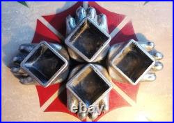 4 FISHER STOVE NICKEL PLATED BEAR FEET PAWS CLAWS Eugene Oregon FREE SHIPPING
